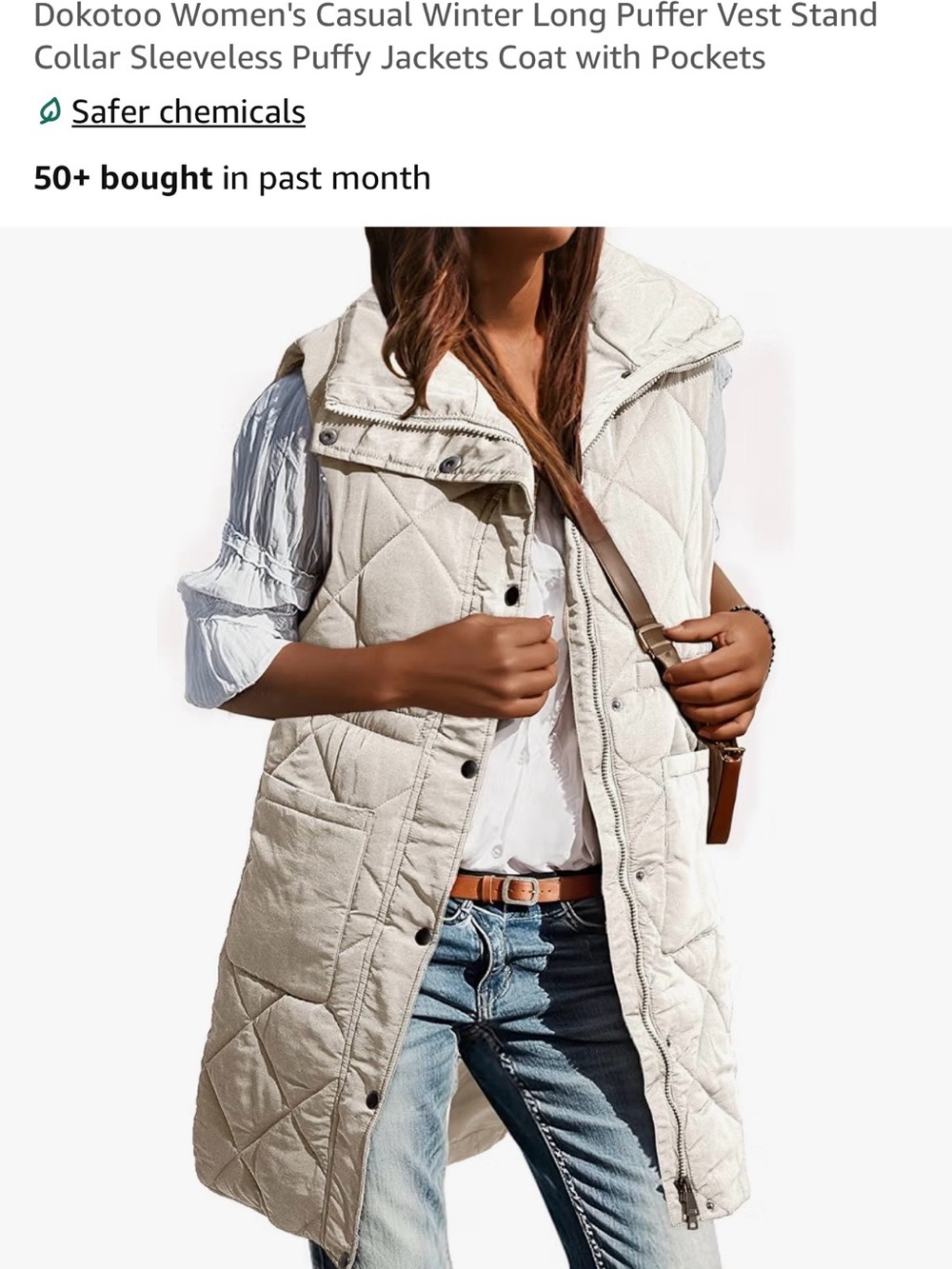 Casual Quilted Long Puffer Vest
